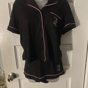 Juicy Couture Black Pajama Set with Pink Trim